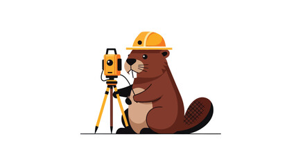 Cartoon beaver in construction gear © filterJU