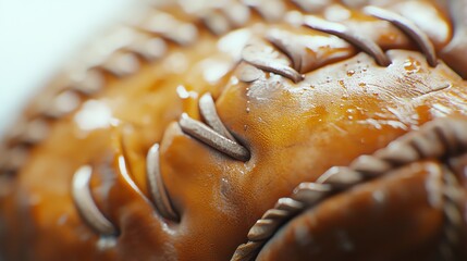 Close-up of a detailed baseball texture.