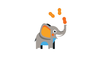 Cartoon elephant throwing peanuts