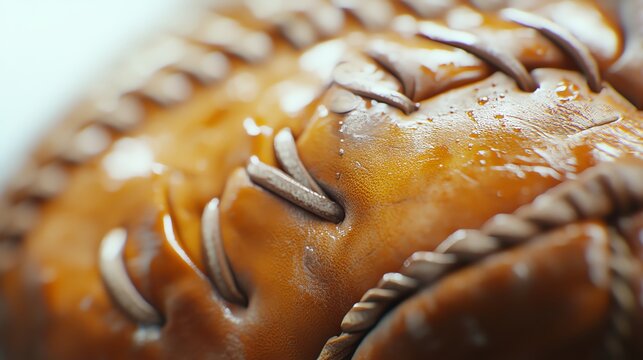 Close-up of a detailed baseball texture.