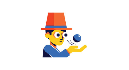 Flat illustration of person with hat juggling a ball