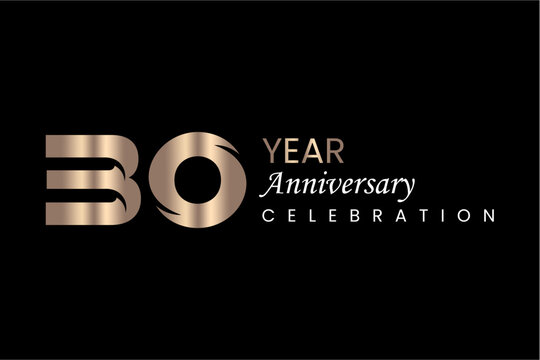 30 Year Anniversary Celebration Logo Design with Elegant Gold and Silver Text. - Powered by Adobe