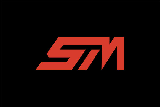 Red STM logo on black background.