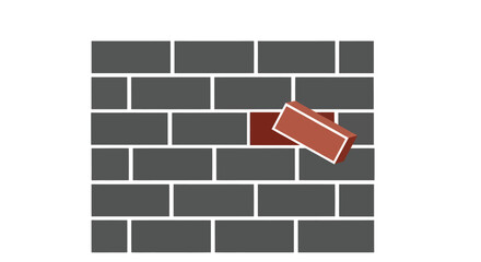 Brick wall with one missing brick