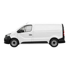 White commercial panel van isolated on transparent background for transport and delivery service use