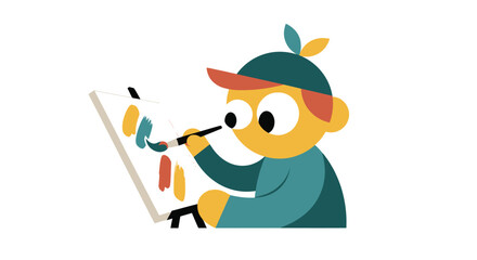 Cartoon artist painting