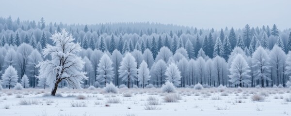 Winter season skiing in snowy landscape cold weather christmas vibes in a frosty forest environment