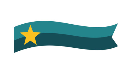 Wavy teal banner with gold star