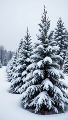 Fototapeta premium Skiing adventure in a snowy landscape with spruce trees winter season cold weather christmas spirit