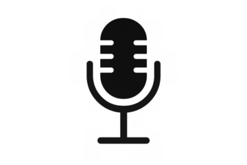 Microphone icon illustrating concepts for audio, sound, voice, recording, music, and online communication on transparent background