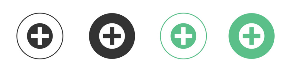 Obraz premium Plus icons silhouettes set isolated pack