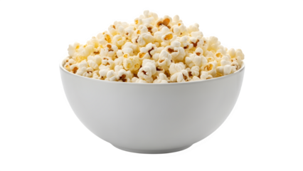 popcorn in a bowl, isolated on white or transparent background. PNG