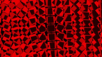 Vibrant geometric abstract pattern with neon red squares highlights on dark background