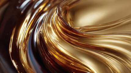 Golden liquid chocolate swirl wave abstract texture background design