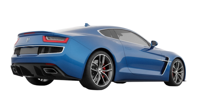 Blue sports car isolated PNG, modern coupe vehicle with sleek design on transparent background for automotive and transportation concepts - Powered by Adobe