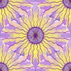 Abstraction, watercolor ornament, purple and yellow colors. Seamless floral pattern-886.