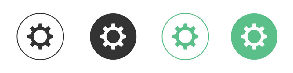 Settings gear icons silhouettes set isolated pack
