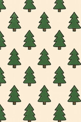 Cute doodle Christmas trees seamless wallpaper pattern vector