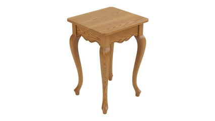 Elegant wooden side table isolated PNG, antique style nightstand with cabriole legs for bedroom or living room furniture