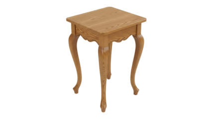 Elegant wooden side table isolated PNG, antique style nightstand with cabriole legs for bedroom or living room furniture