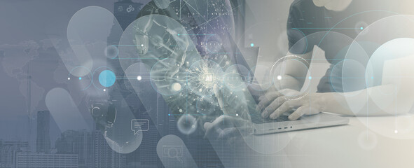 Artificial Intelligence and Global Network Technology Concept