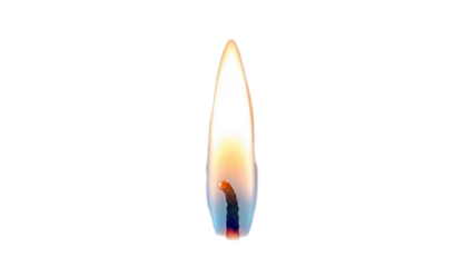 Realistic candle flame PNG isolated on transparent background, bright light source for festive decorations and spiritual themes