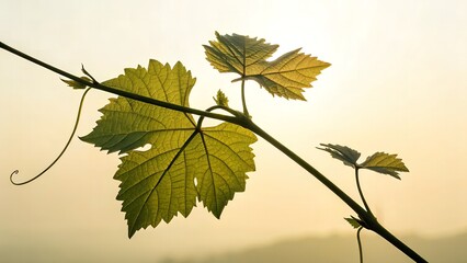 Soft Morning Vine Leaf Shadow on Light Minimal Background