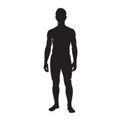 Black silhouette of a standing man on a white background male human
