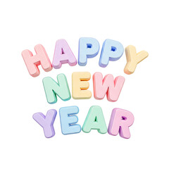 Obraz premium Happy new year pastel lettering for greeting cards and festive holiday designs