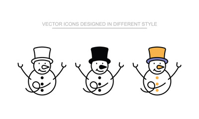 Snowman vector icon stock isolated on white sheet