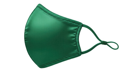Emerald green face mask isolated PNG on transparent background, reusable and washable personal protective equipment for virus prevention