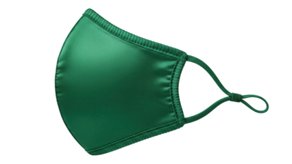 Emerald green face mask isolated PNG on transparent background, reusable and washable personal protective equipment for virus prevention