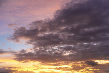 Sunset sky background, with colorful clouds. Evening colors.