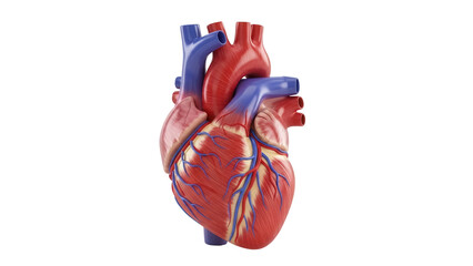 Realistic human heart model isolated PNG, anatomical organ for medical study and educational resources on transparent background