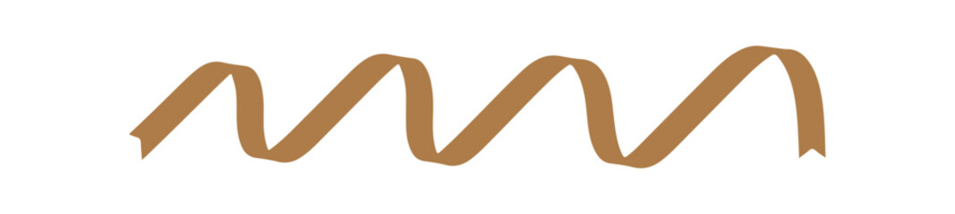 Wavy ribbon spiral shape in brown color vector illustration isolated on white background for decorative borders