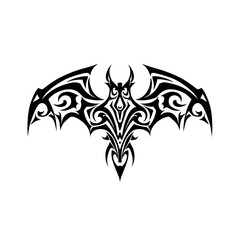 Intricate tribal bat design digital artwork graphic illustration dark theme close-up view artistic expression
