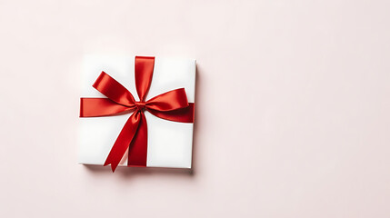 Fototapeta premium blank white christmas gift tag with red ribbon bow isolated on white background
