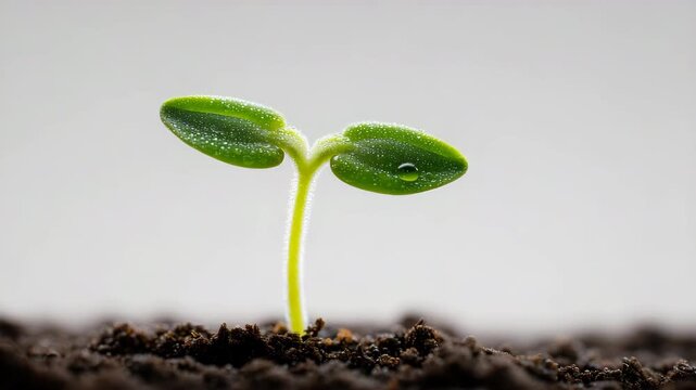 植物が春の白背景で瑞々しいトマト苗を接写