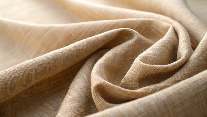Warm Beige Linen Macro Texture &ndash; Natural Woven Fabric Close-Up
