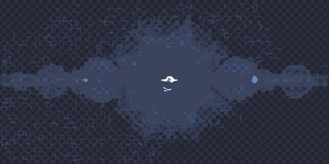 Abstract underwater scene with a diver and checkered background