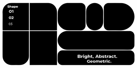 Abstract geometric shapes in black and white with numbered sections