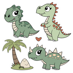 set of cartoon dinosaurs