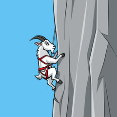 Mountain Goat Rock Climber Mascot Vector Illustration