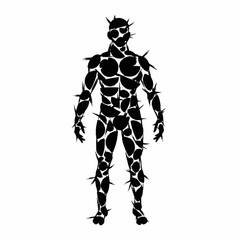 Silhouette of a Spiky Humanoid Figure in Black and White.