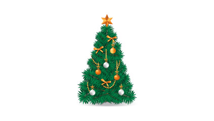 Realistic Christmas Tree With Decorative Elements