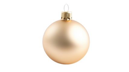 Shiny golden oval christmas ornament isolated on transparent background