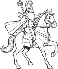Fototapeta premium Sinterklaas on Horseback Illustration