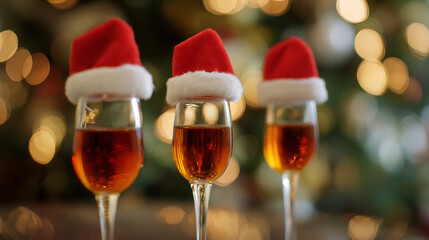 Festive cheer with Santa-hatted cocktails. A toast to the holidays! Celebrate the season with these delightful holiday beverages. Joyful gatherings ahead!