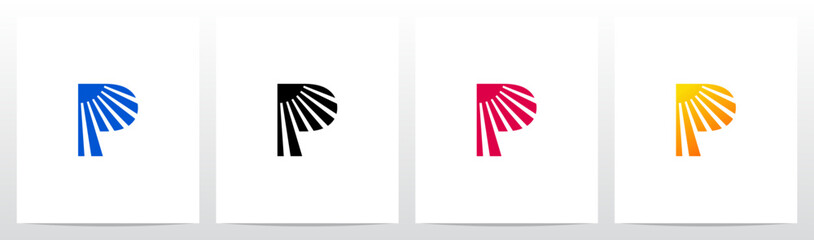 Sun Shining Ray Light Letter Initial Logo Design P