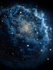 A breathtaking deep blue galaxy filled with stars, nebula clouds, and cosmic light.